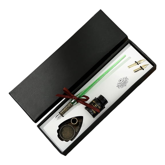 Glass Dip Pen and Inks Set Beginner Calligraphy Dip Pen with Pen Holder Replaceable Pen Tip for Women Christmas Present