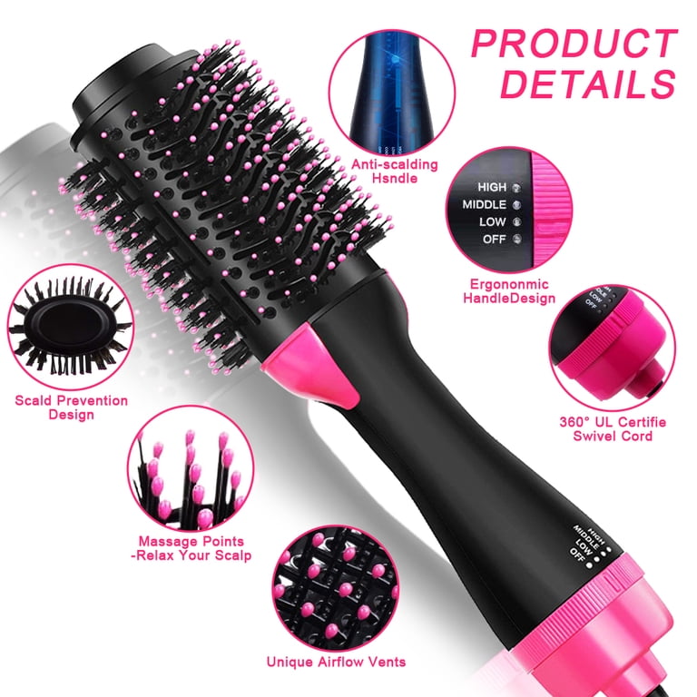 4-in-1 Hair Dryer & Volumizer Hot Air Brush, Reduces Frizz