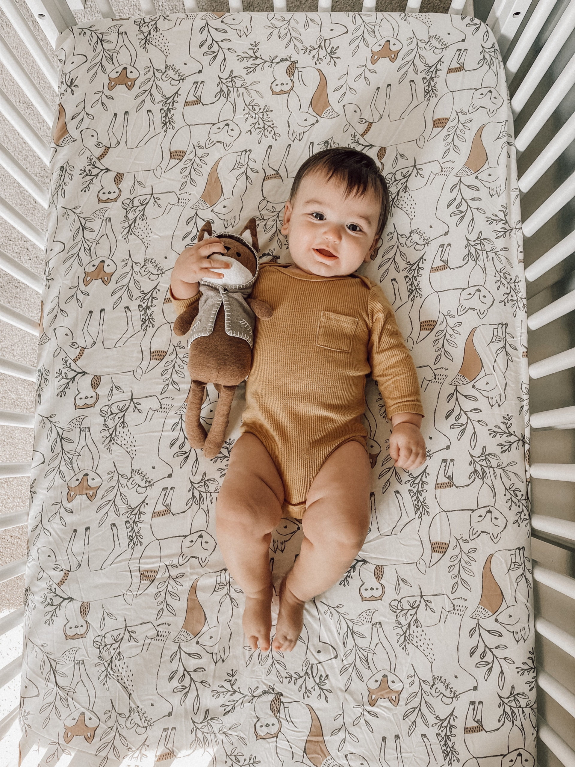 Crane Baby Ezra Crib Fitted Sheet - Woodland Animal 100% Cotton Sateen - Crib/Toddler Bed Sheet