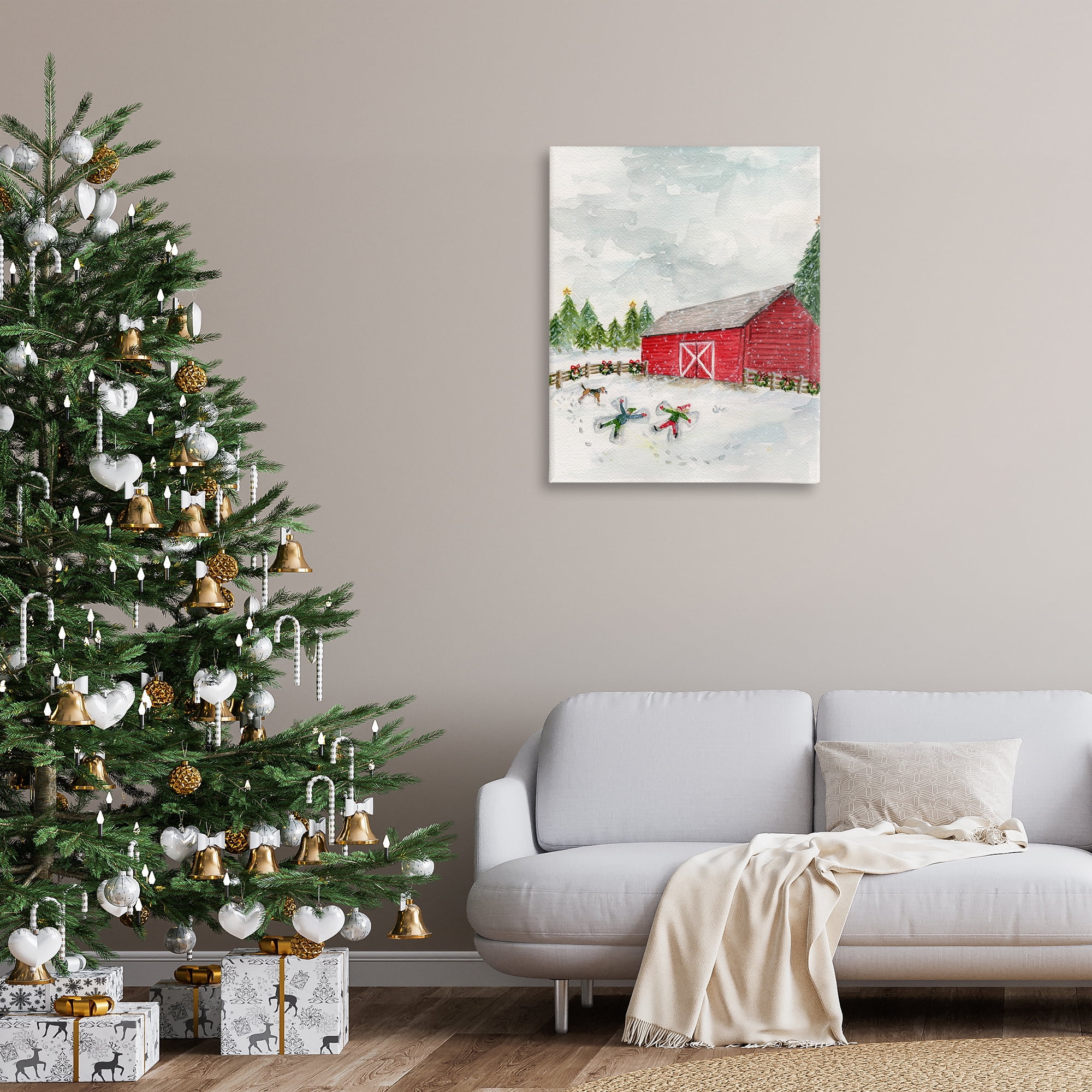 Stupell Industries New England Snow Angels Holiday Painting Gallery Wrapped Canvas Art Print Wall Art, 30 x 40