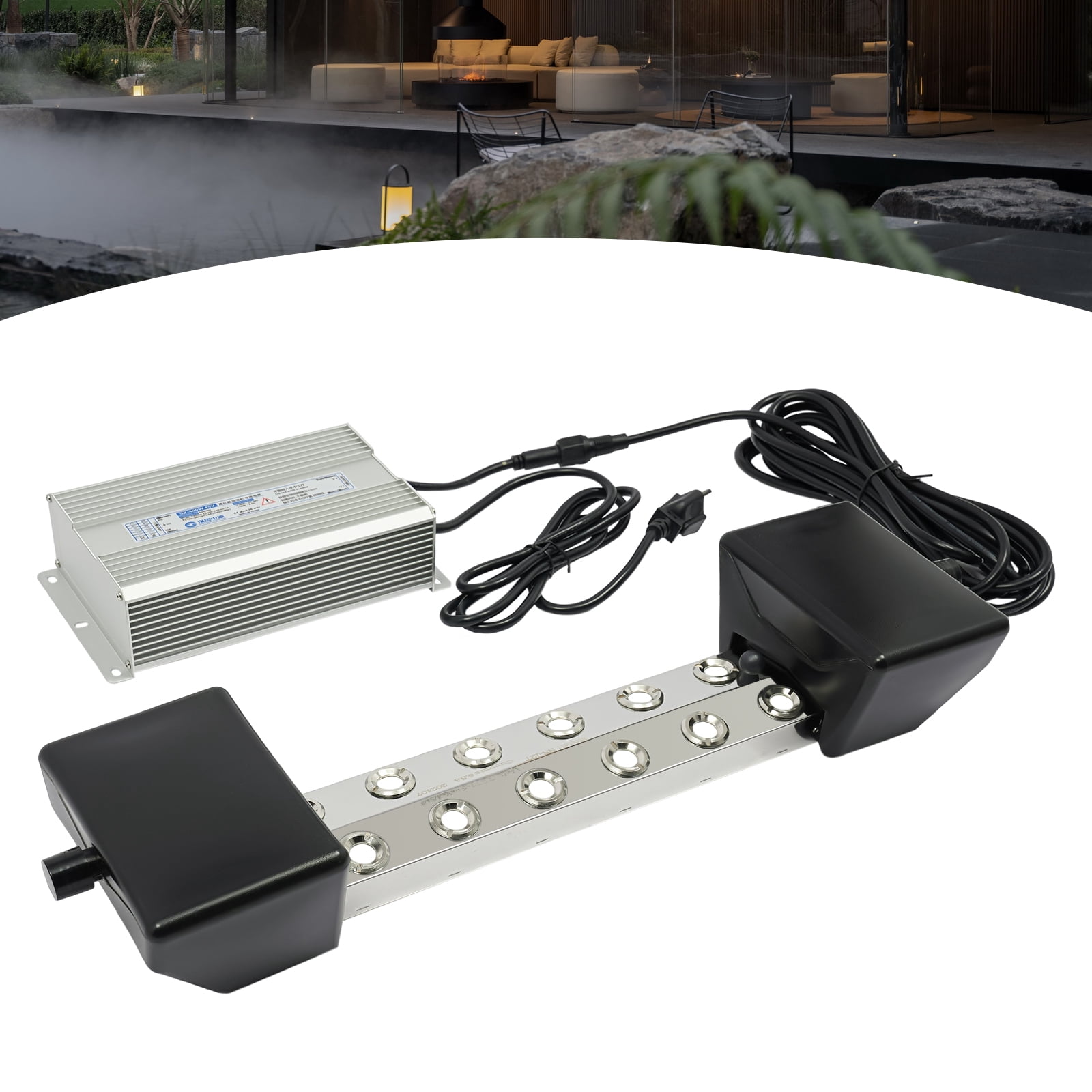 Peakora 12 Head Ultrasonic Mist Maker Fogger Stainless Steel Pond Mister Atomizer Fogger Humidifier Ip67 Aluminum Waterproof Power-Off Protection Use for Aquarium Rockery