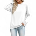 thumbnail image 7 of Trgacdwlo Womens Crewneck Sweatshirt Long Sleeve Pullover Shirts Solid Color Fall Winter Warm Fleece Sweatshirt for Women White S, 7 of 7