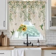 thumbnail image 3 of Swag Valance Curtains for Windows, Watercolor Floral Light Filtering Kitchen Curtains, Spring Flowers Birds Plants Country Beige Window Treatment Valances for Living Room, 28x36 - 2 PCS, 3 of 9