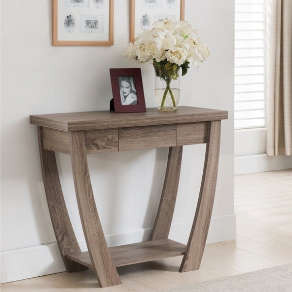 24/7 Shop At Home Rift Modern Wood 1-Drawer Console Table in Light Oak