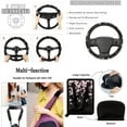 thumbnail image 5 of Yuyamidu Cherry Blossom Car Seat Cover Set of 15 Pink Steering Wheel Cover Seat Belt Strap Cover Trash Cans Rear View Mirror Cover Cup Coaster Keychain Air Vent Storage Bag Universal Fit, 5 of 7