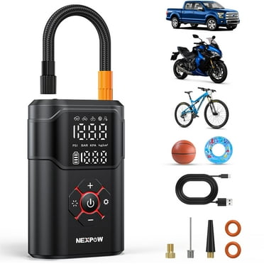 NEXPOW Tire Inflator Portable Air Compressor, 150 PSI Air Pump for Car Tires with Pressure Gauge, Portable Tire Pump for Car, Motorcycle, Bike, Ball