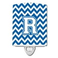 thumbnail image 1 of Carolines Treasures CJ1045-RCNL Letter R Chevron Blue & White Ceramic Night Light, 1 of 1