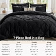 thumbnail image 2 of Sasttie Queen Size Comforter Set, 7-Piece Bed in a Bag, Pintuck Bedding Sets for All Season, Black, 2 of 8