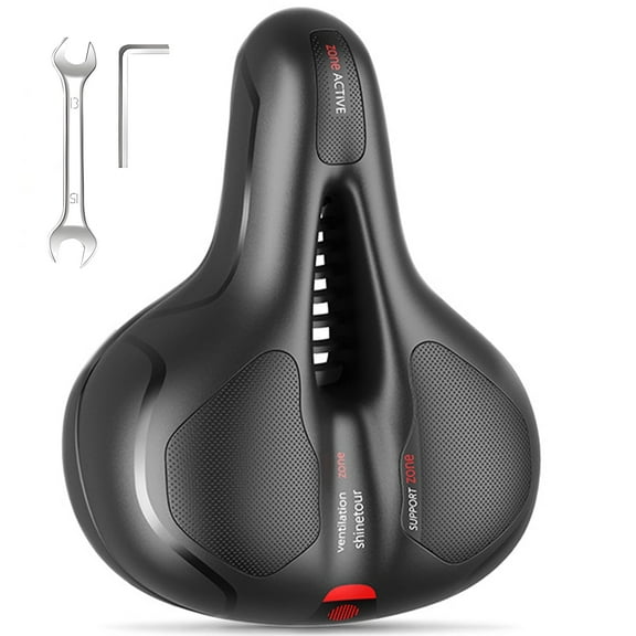 Bike Seat, Bike Seat Men Women Gel Seat Cushion for Bike, Comfortable Wide 9.8 x 7.9 x 3.5in Thickness Soft Bicycle Seat, Black Waterproof for City Mountain Bike MTB, with Installation Tools