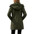 thumbnail image 7 of cocolona Womens Hooded Pea Coat Elegant Solid Color Long Sleeve Winter Warm Jacket Casual Loose Open Front Double Breasted Overcoat, 7 of 7