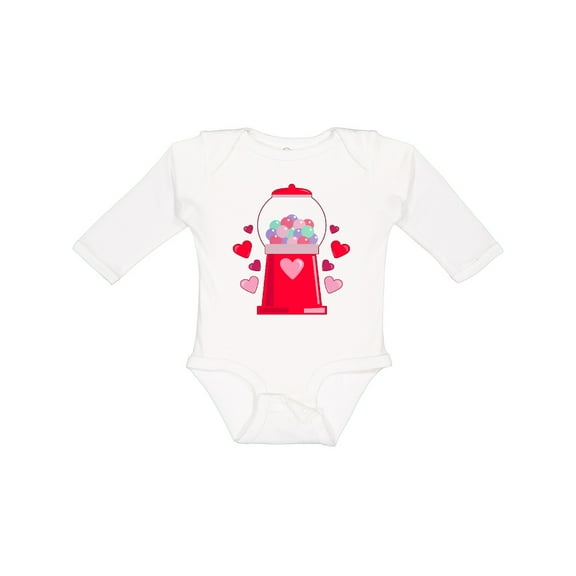 Inktastic Valentine's Day Gum-ball Machine Boys or Girls Long Sleeve Baby Bodysuit
