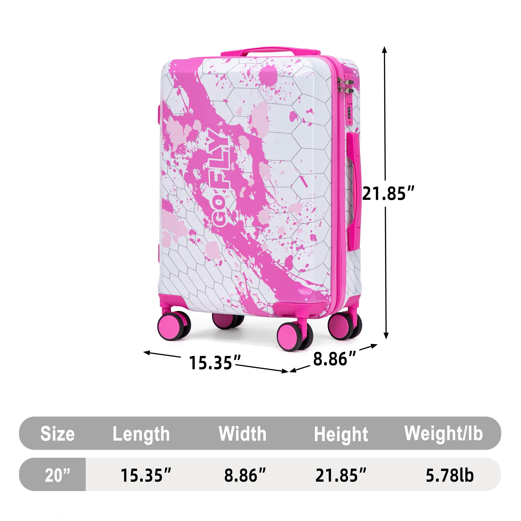 Alvantor 20-inch Carry-On Luggage Hardside Suitcase With Spinner Wheels,Lightweight Luggage with TSA Lock Pink