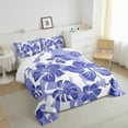 thumbnail image 3 of Feelyou Summer Palm Leaf Bedding Comforter Set for Teens, Slate Blue Flower Floral Print Twin Comforter Sets, Plant Brotanical Reversible Bedding Set, Microfiber Bedroom Decor, 2-Piece, 3 of 8