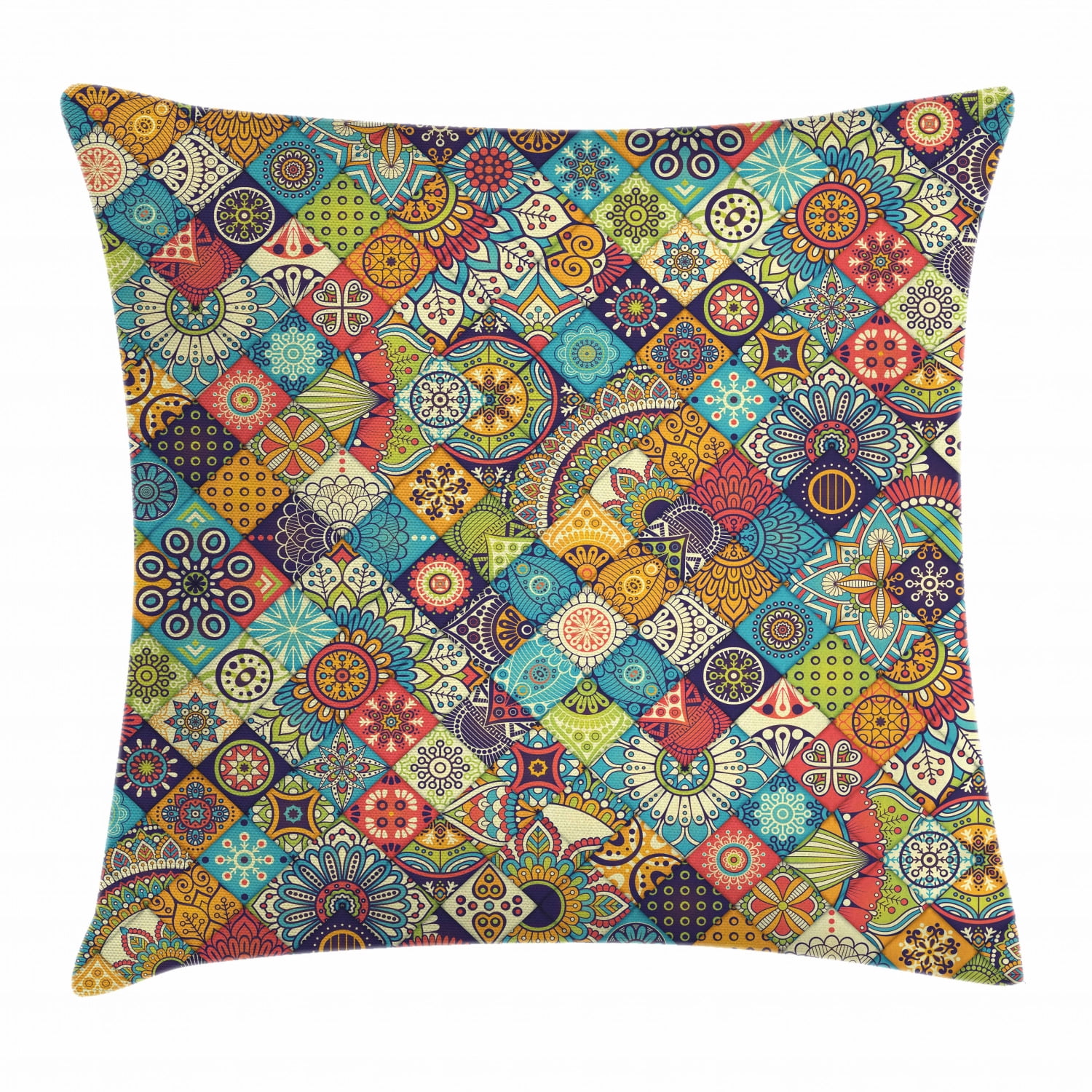 Bohemian Throw Pillow Cushion Cover, Checkered Pattern ...