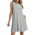 thumbnail image 2 of Annhoo Womens Summer Tank Dresses Striped Sleeveless Crew Neck A-Line Loose Casual Beach Mini Sundress with Pockets, 2 of 6