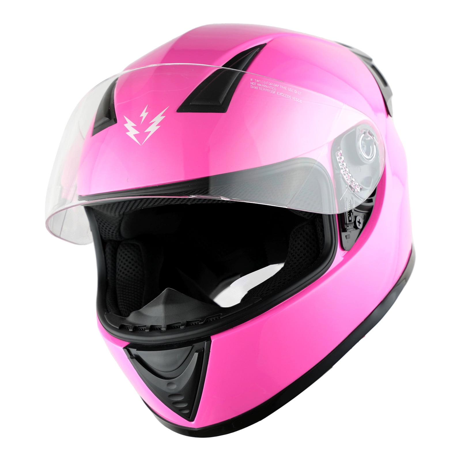 1Storm Motorcycle Youth Kids Street Dirt Bike ATV BMX MX Go Cart Karting Full Face Helmet with LED Tail Light: LED-B15 Glossy Pink