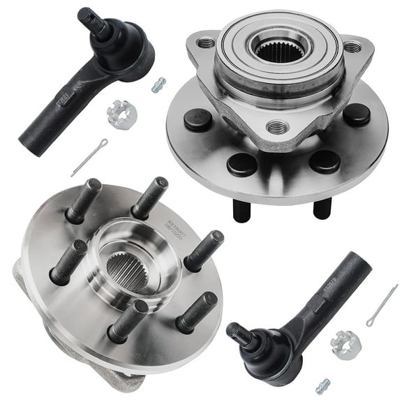 Detroit Axle Replacement for Dodge Dakota Durango Front Wheel Hub and Bearing Assembly, Outer Tie Rod Ends 4WD - 4pc Set Fits select: 2002 DODGE DAKOTA QUAD SLT, 2003-2004 DODGE DAKOTA SLT
