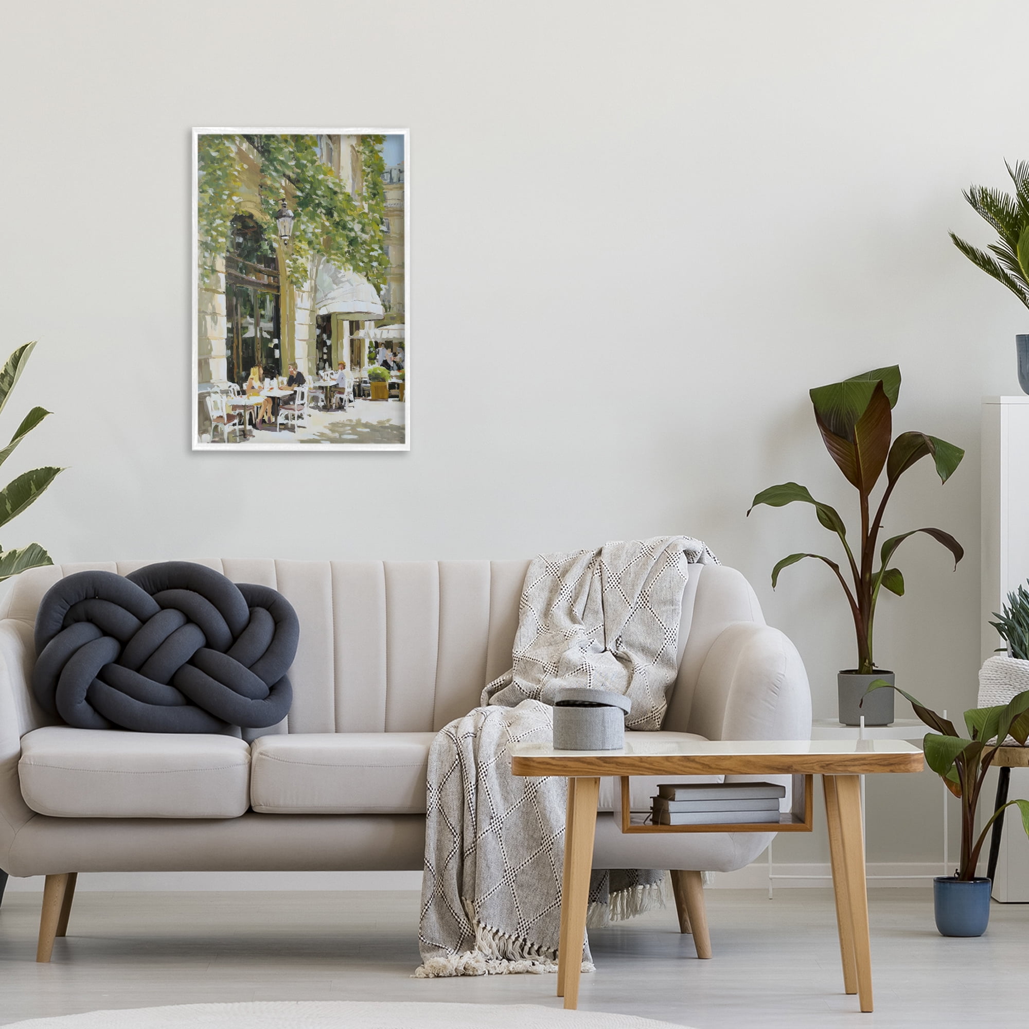 Stupell Industries Sunny Day Cafe Terrace White Framed Giclee Art, design by Petal Prints Design