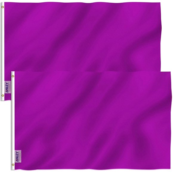 Anley Pack of 2 Fly Breeze 3x5 Foot Solid Purple Flag - Plain Purple Flags Polyester
