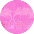 thumbnail image 1 of Ahgly Company Indoor Round Abstract Pink Modern Area Rugs, 7' Round, 1 of 4