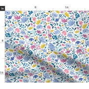 Angle View: Easter Floral Spring Blooms Watercolor Spoonflower Fabric by the Yard
