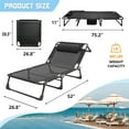 thumbnail image 4 of Slsy Folding Camping Cot for Adults, Adjustable 4-Position Reclining Folding Chaise, Folding Lounge Chair Sleeping Cots Bed w/Removeable Soft Cushion & Headrest, 4 of 10