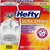 Hefty Ultra Strong Tall Kitchen Trash Bags, Lavender & Sweet Vanilla, 13 Gallon, 80 Count