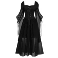 thumbnail image 1 of Vestido de bruja Medieval de Halloween Vintage para mujer, hombros descubiertos, manga de mariposa, vestidos góticos, fiesta de carnaval, talla grande, 1 of 2