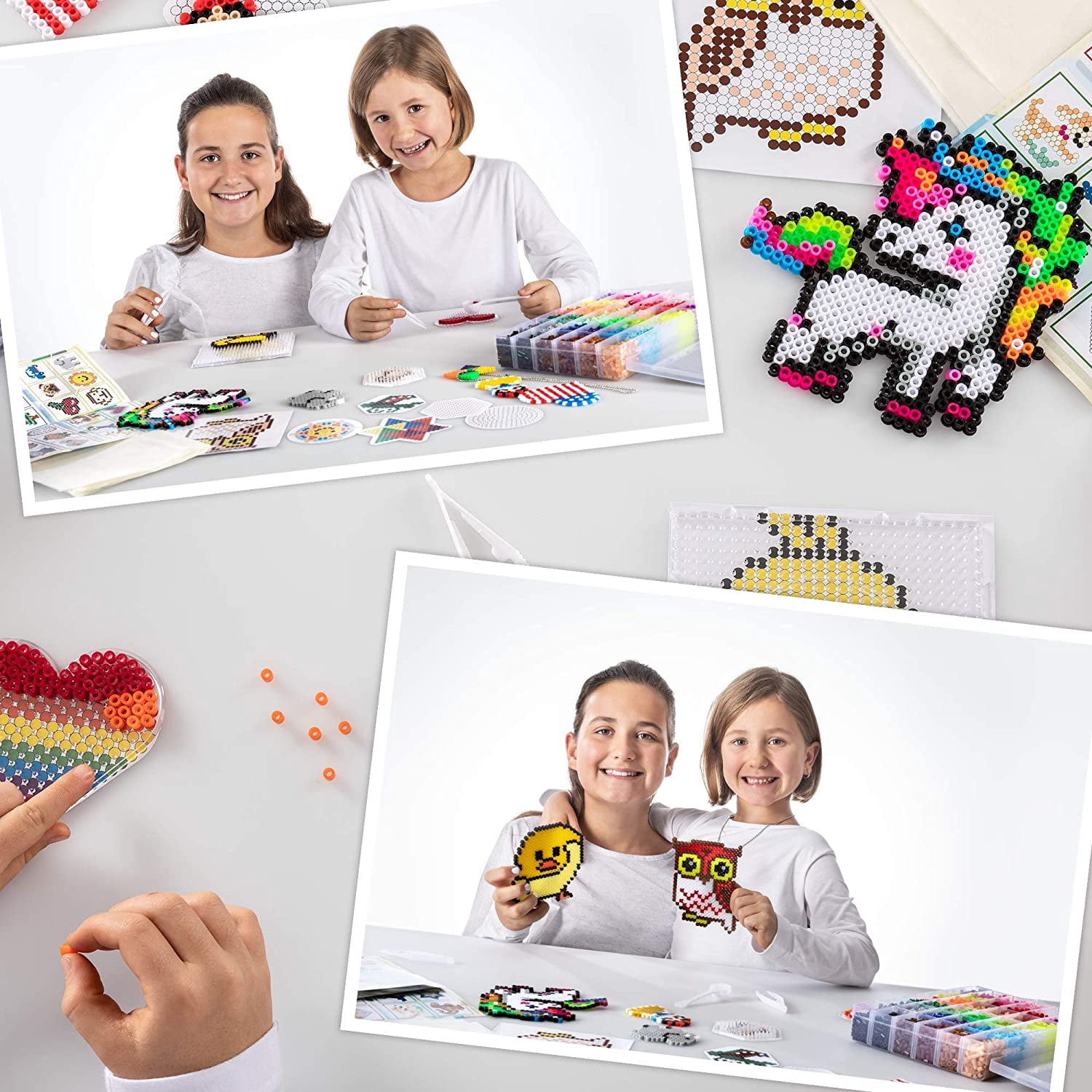 10,500pcs Fuse Beads Craft Kit - Perler Beads Compatible Kit, 34 Colors, 6 Pegboards, 34+ Patterns, Tweezers, Plus Tools, Keychains, Accessories & More with Free Carrying Case by CraftyCreations
