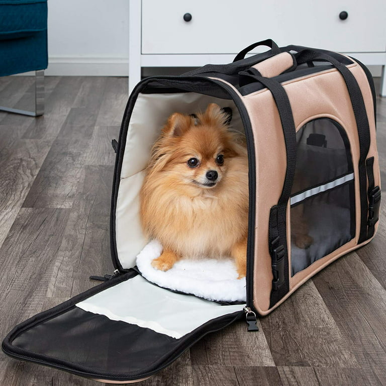 PawsMark Soft-Sided Mesh Foldable Pet Travel Carrier, Airline Approved Pet Bag for Dogs and Cats