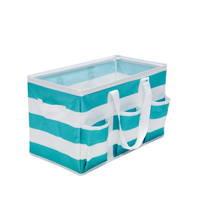 Tidy Living - Utility Tote Teal Rugby Stripe - Multipurpose Storage Solution Bag