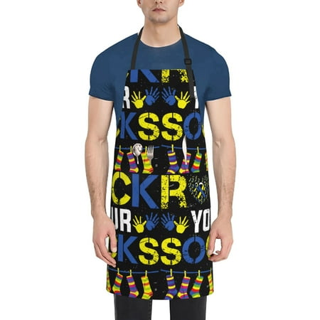 

Picia Rock Your Socks Waterproof Apron for Unisex Adult - Adjustable Bib Apron with Pockets Ideal for Cooking Gardening Painting and Household Chores