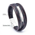 thumbnail image 2 of JO WISDOM Men's Magnetic Steel Strip Buckle Bracelet, Men's Woven Leather Cuff Bracelet, Leather Bracelet, Bohemian Cuff Bracelet, Handmade Spliced Bracelet, Multi layered Men's Bracelet, 2 of 4