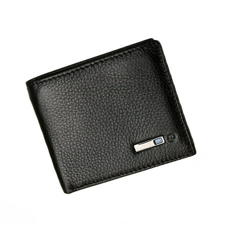 Litchi Grain Smart Wallet Unisex Genuine Leather High Quality Anti Lost Intelligent Bluetooth Bifold Purse Card Holders