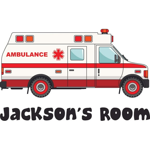 Ambulance Doctor Hospital Customized Wall Decal Custom Vinyl Wall Art Personalized Name - Baby Girls Boys Kids Nursery Daycare Bedroom Wall Decal Room Decor Wall Stickers Decoration Size (15x30 inch)