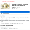 thumbnail image 2 of Auxiliary Fan Assembly - Compatible with 1998 - 2005 GS300 1999 2000 2001 2002 2003 2004, 2 of 2
