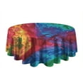 thumbnail image 5 of Colorful Tie Dye Pattern Round Tablecloth 60"x60",Wrinkle Wipeable Table Cloth for Kitchen Dining Room Picnic Patio Party, 5 of 6