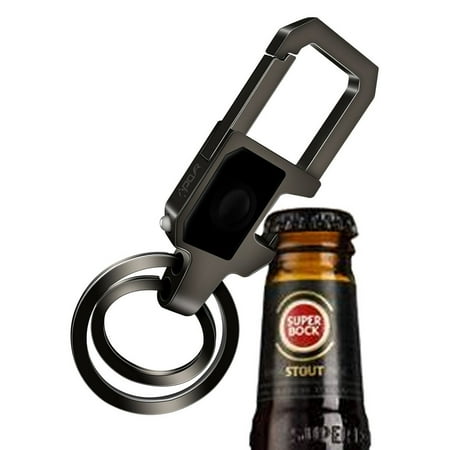 Zinc Alloy Key Chain with 2 Key Rings include LED Light and Bottle Opener Function Car Business keychain for Men and