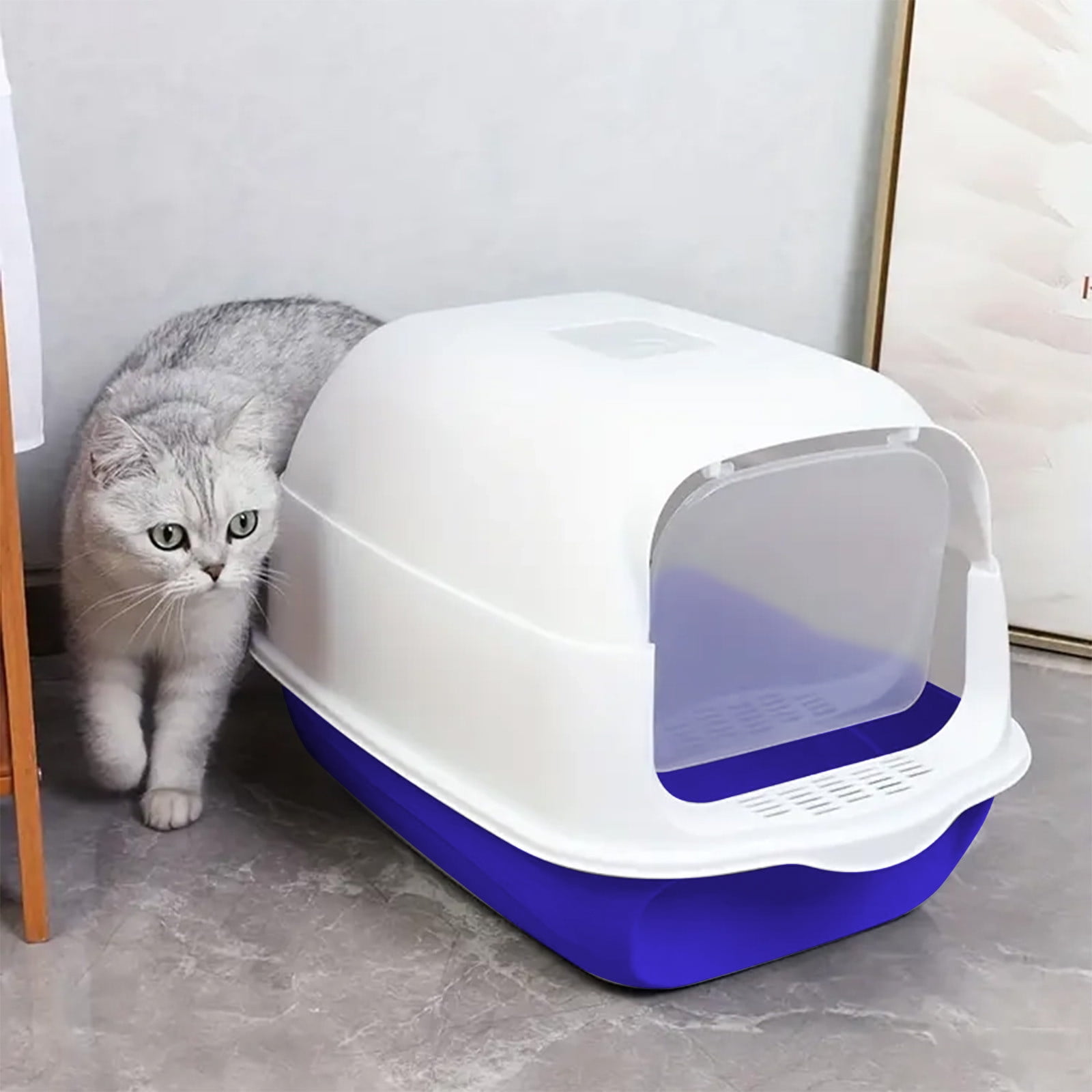 Tuvgenk Odor Containing Cat Litter Box, Fully Enclosed Design with Lid Traps Smell, High Sides Prevent Scatter, Includes Free Scoop