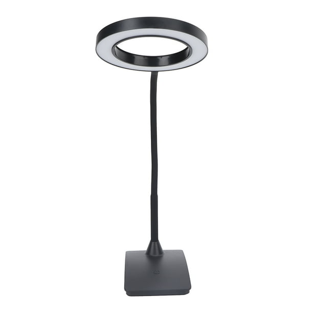 Luz de lectura de libro recargable por USB, lámpara de escritorio LED 360°, atenuación continua, flexible, 3 modos de color, protección ocular, luz de tatuaje USB para estudio de arte de uñas(negro)