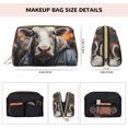 thumbnail image 5 of Rateoe Surrealist Cow for Travel Makeup Bag,Large Capacity Cosmetic Bags for Women,Waterproof Portable Pouch Open Flat Toiletry Bag Make up Organizer, 5 of 8