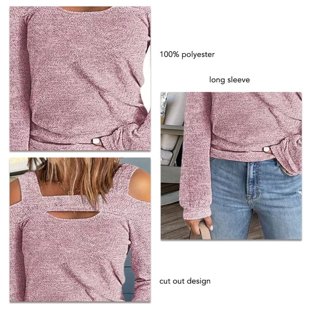 Blusa Casual, Mujer Con Hombros Descubiertos, Diseño Recortado, Color Sólido, Elegante Para Uso Diario ANGGREK No