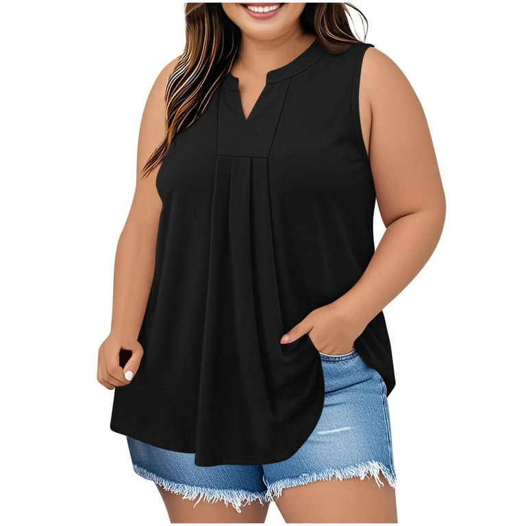 Dxzfnsa Womens Plus Size Tank Tops Summer Women's Fashion Pleated