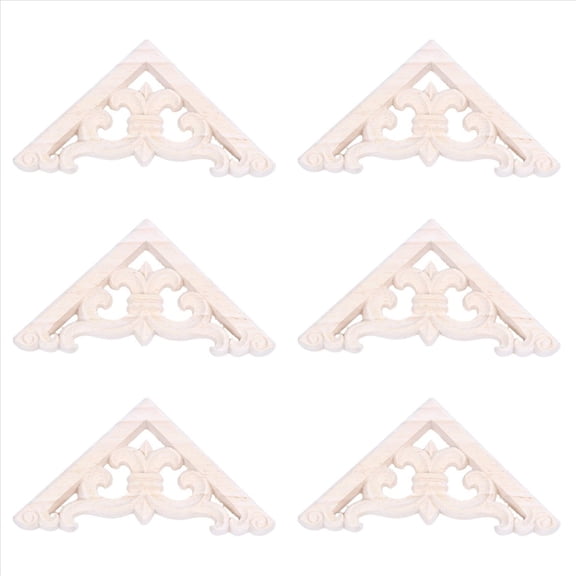 6pcs 8 X 8cm Wood Carved Corner Onlay Applique Decor Furniture Craft Unpainted
