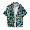 thumbnail image 4 of GUZOM Mens Hawaiian Shirt Short Sleeve Aloha Tropical Floral Button Down Camp Collar Polyester Multicolor,Size L, 4 of 5