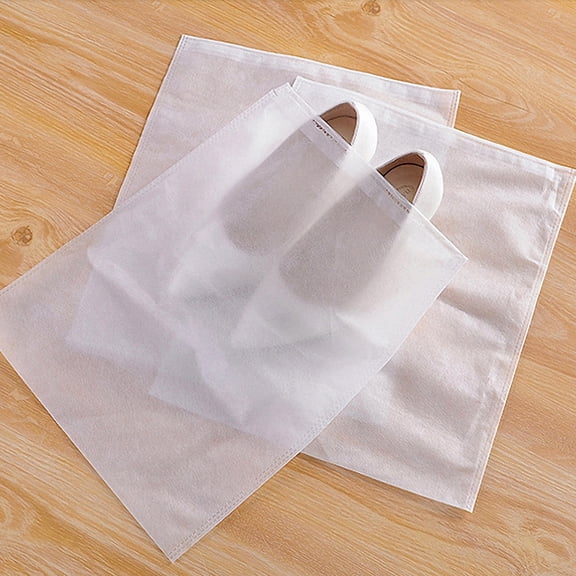 UPOUART Set of 10 White Shoe Protector Bags Fabric Organizer for Travel Storage and Shoe Care
