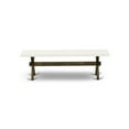 thumbnail image 3 of Pemberly Row X-Style 60" Traditional Wood Dining Bench in White/Jacobean, 3 of 5
