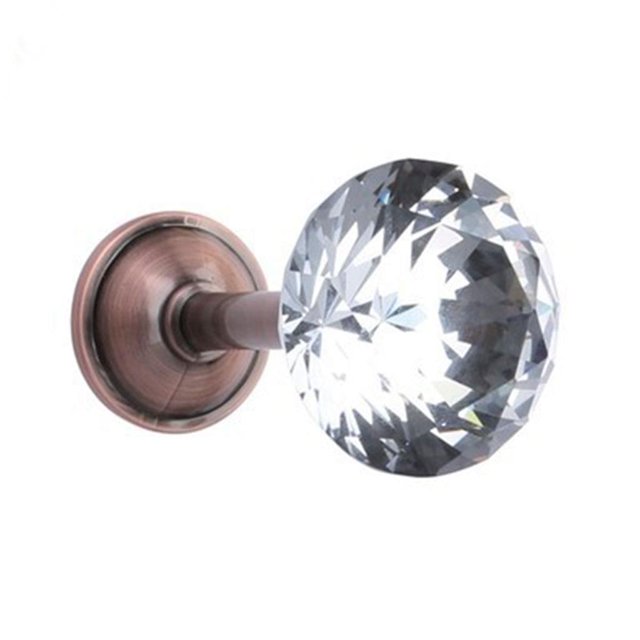 4 piezas de diamante transparente brillante con forma de cáliz de cristal con forma de copa de cortina con hebilla, ganchos de pared, colgadores de gancho con cordones, gancho con cordones, bronce Feliz Sencillez