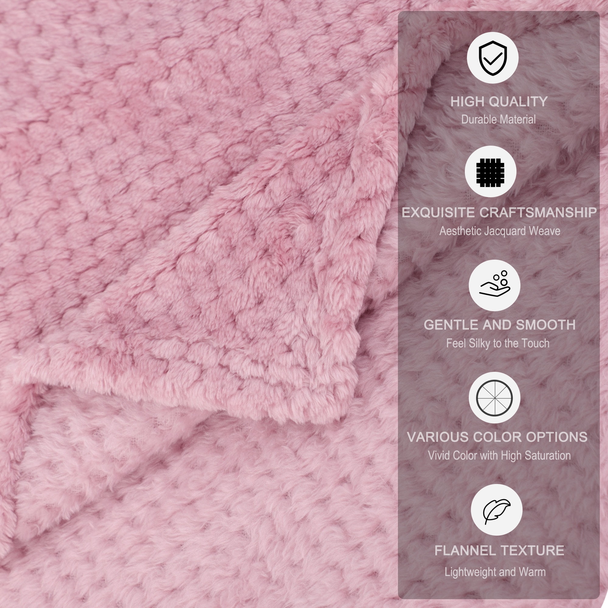 Unique Bargains Soft Flannel Fleece Velvet Blanket Pink 30" x 40"