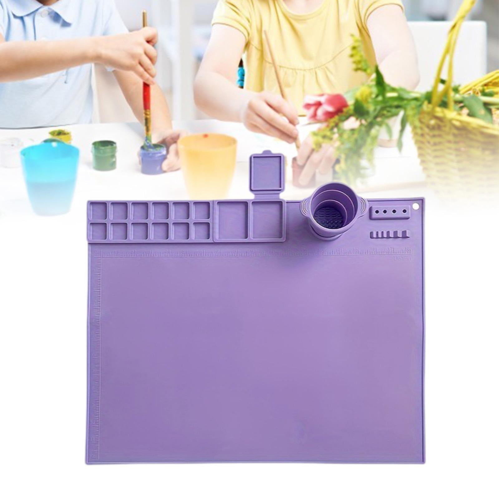 QccHieUs Silicone Painting Mat Artist Mat Multipurpose Easy to Clean Washable Drawing Mat Violet